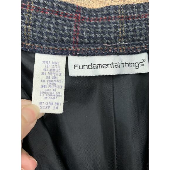 Vintage Wool Blend Herringbone Plaid Lined Pleated Trousers Pants Size 14 Cozy - Picture 10 of 10